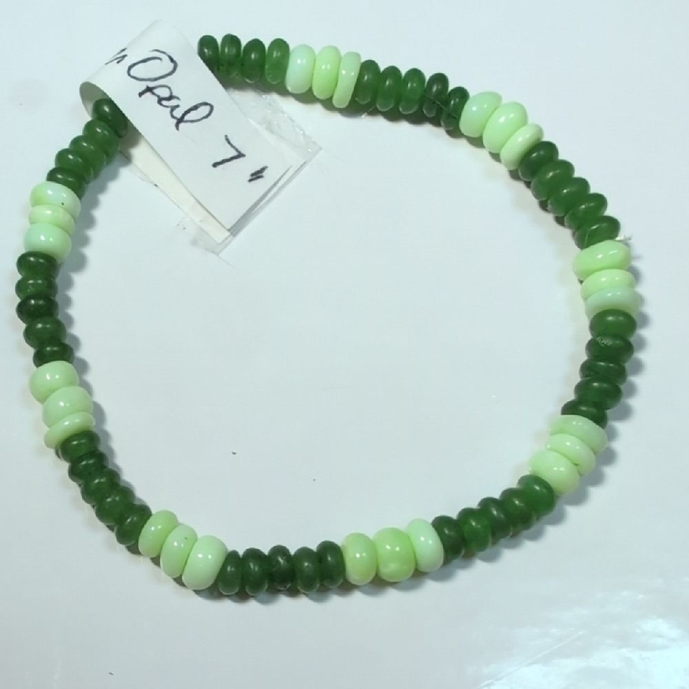 Handmade Jade & Green Opal Bracelet | 7-Inch Stretch Fit | Alaska Made
